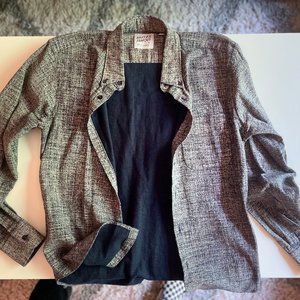 Naked & Famous Woven Indigo/Beige Button Up Size M